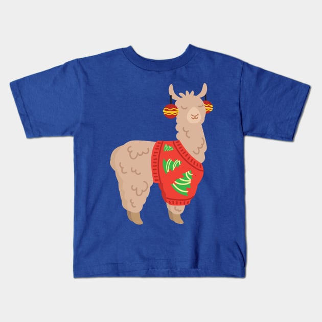 Llama with Ugly Christmas Sweater Kids T-Shirt by holidaystore